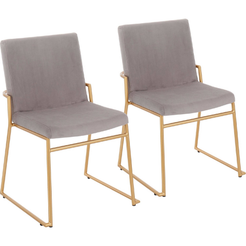 Dutchess Dining Chair in Gold Steel & Silver Velvet (Set of 2)